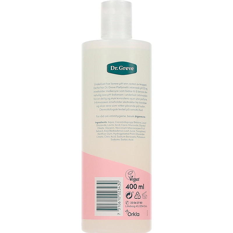 Dr. Greve Intieme Wasgel 400 ml, parfumvrij, Dr. Greve