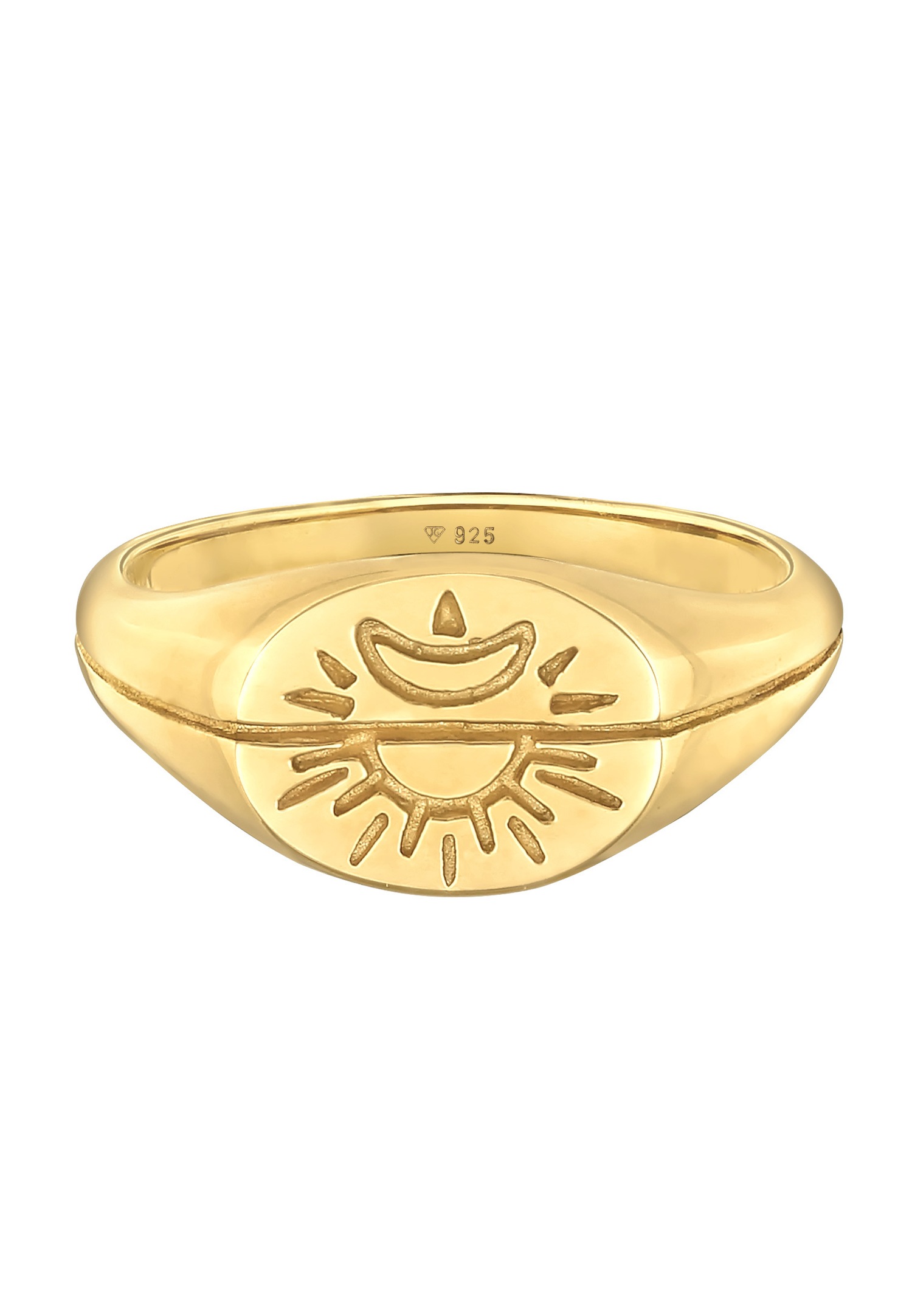 Elli Bague Signet Femme Soleil Lune Astro Boho Trend Blogger en argent sterling 925 plaqué or
