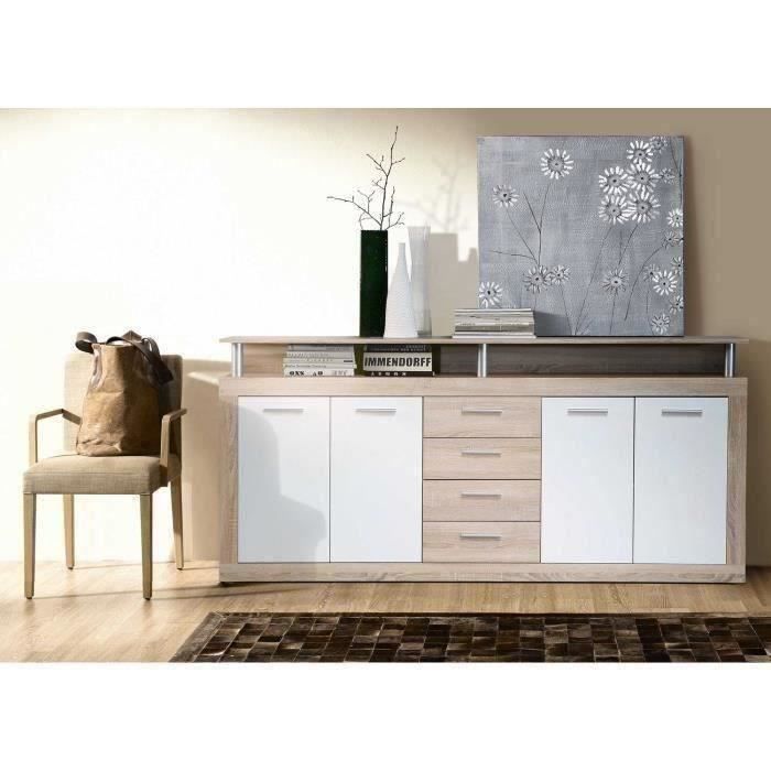 CAVA Buffet bas contemporain décor chêne et blanc - L 197 cm
