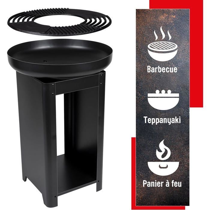 BBQ Collection Brasero et Plancha - Barbecue Japonais 61 x 90 cm - Grille Barbecue Teppanyaki - Brasero Exterieur Jardin et