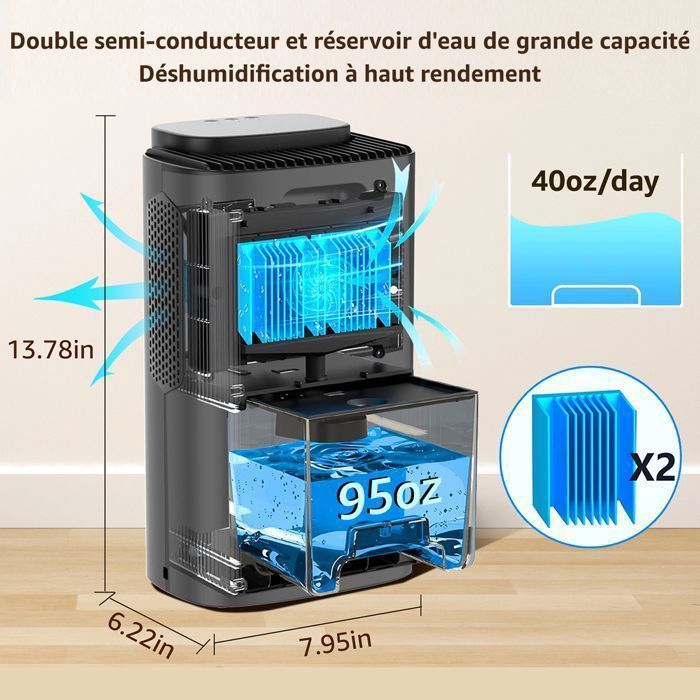 Air Dehumidifier - KNKA - CS06 - 2800ml - 30dB - For 20m² - Black