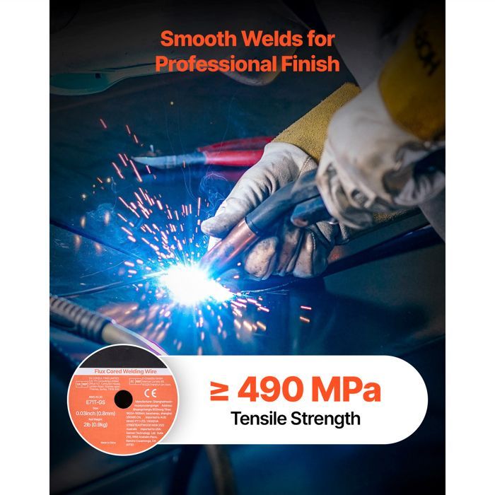 0.8 mm Gasless Flux-Cored Welding Wire - Duoku - 0.9 kg per Spool - MIG E71T - GS - Self-Protected - Mild Steel - Pack of 3
