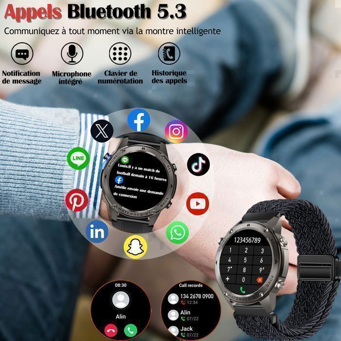 Reloj inteligente para hombre - WENZYLIQUOX - Pantalla AMOLED de 1,43