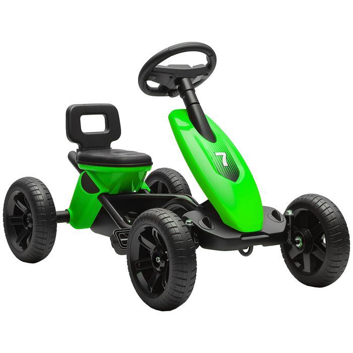 Kart à pédales pour enfants - AIYAPLAY - roues EVA silencieux, avancer et reculer - 85,5 x 49 x 57 cm - plastique et métal - vert