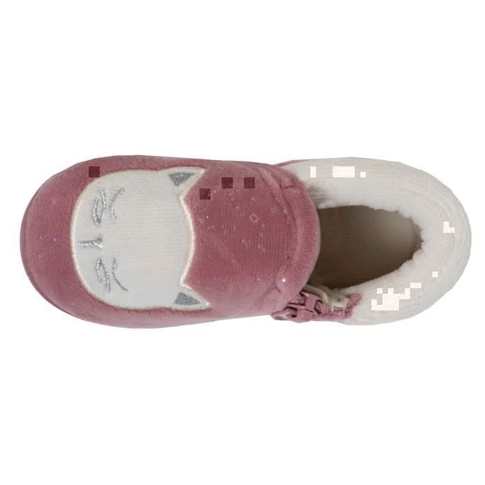 Pantuflas Isotoner con cremallera, fáciles de poner, buen soporte para el pie, suela antideslizante rosa brillante para bebés.