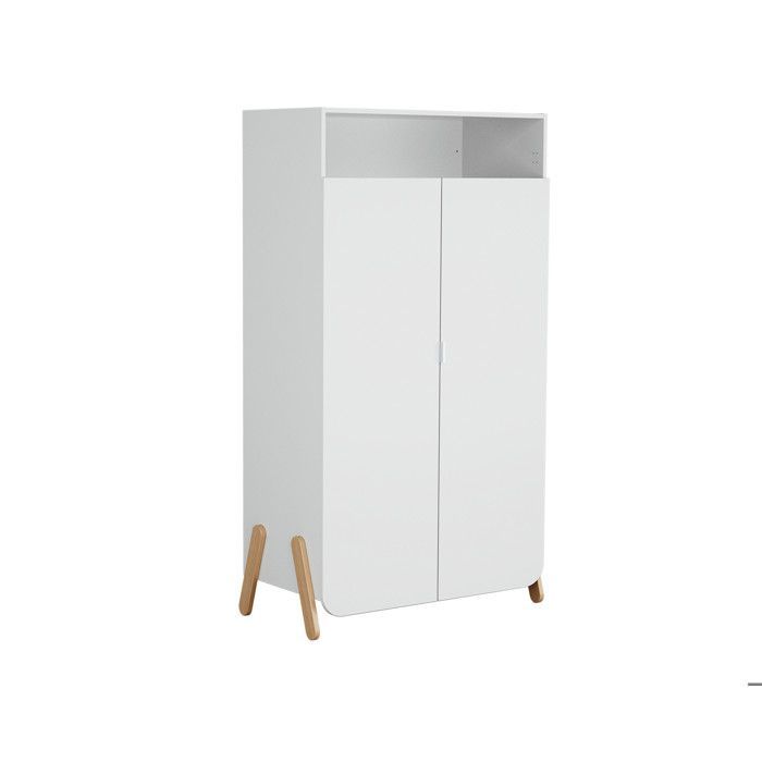 AT4 – Babyzimmer-Set bestehend aus Bett, Wickelkommode und Kleiderschrank, Weiß und lackierte Buche – Einheitsgröße