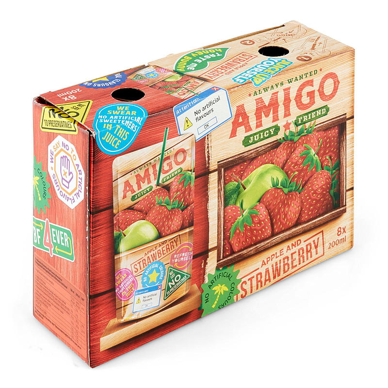 Amigo Fruitdrink 8x200 ml Amigo aardbei
