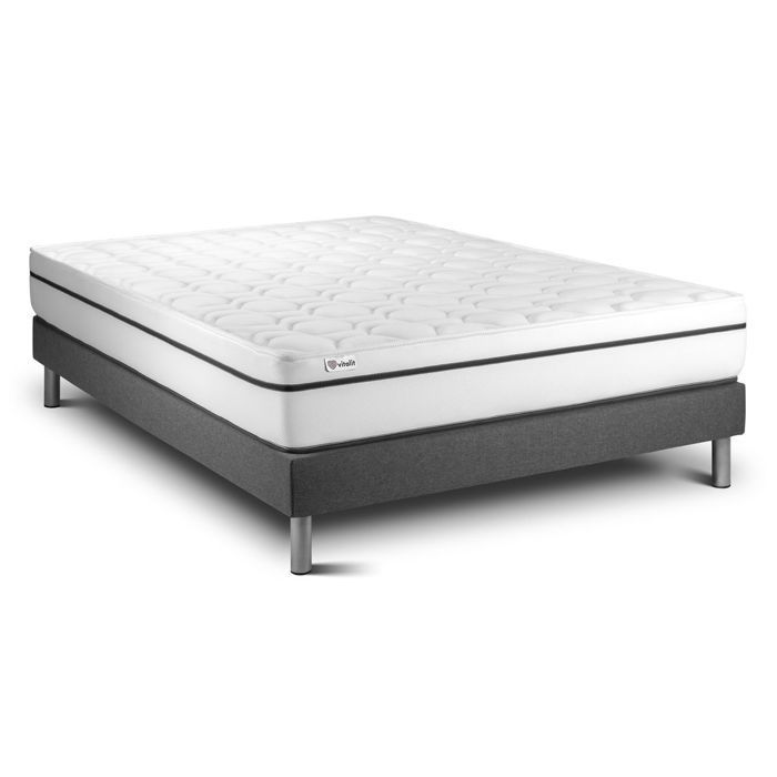Conjunto de colchón y base de cama de 140x200 cm - Base de cama gris (requiere montaje) - Vital Spa Grey