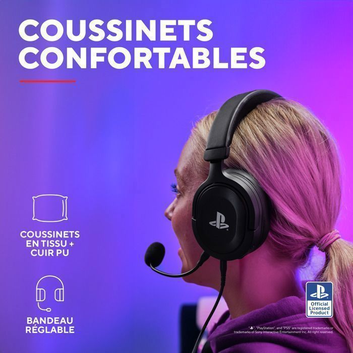 Auriculares para juegos Trust Gaming GXT 498 Forta para PS5/PS4, con licencia oficial de Playstation 5, auriculares con cable y micrófono, color negro.