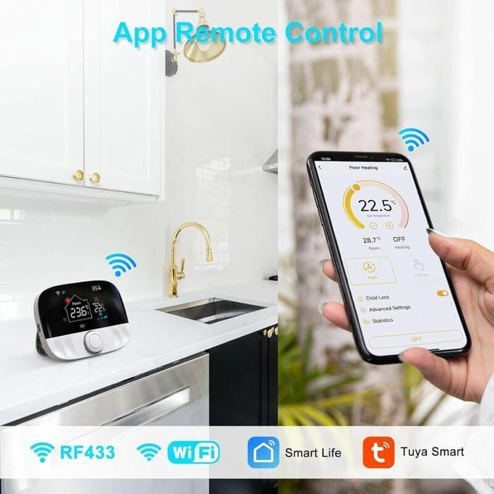 Termostato inteligente WiFi para caldera de gas/calefacción por suelo radiante, programable, compatible con Alexa y Google, Tuya