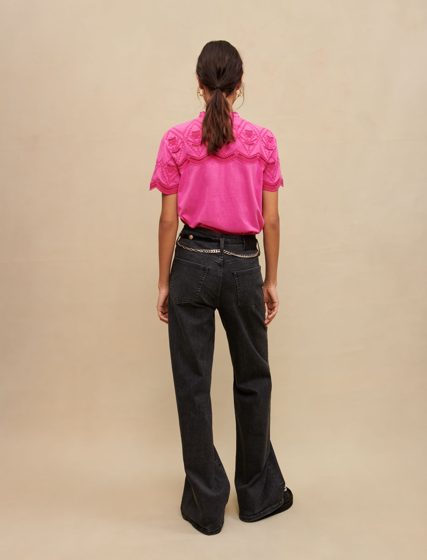 Tricou brodat - Fuchsia