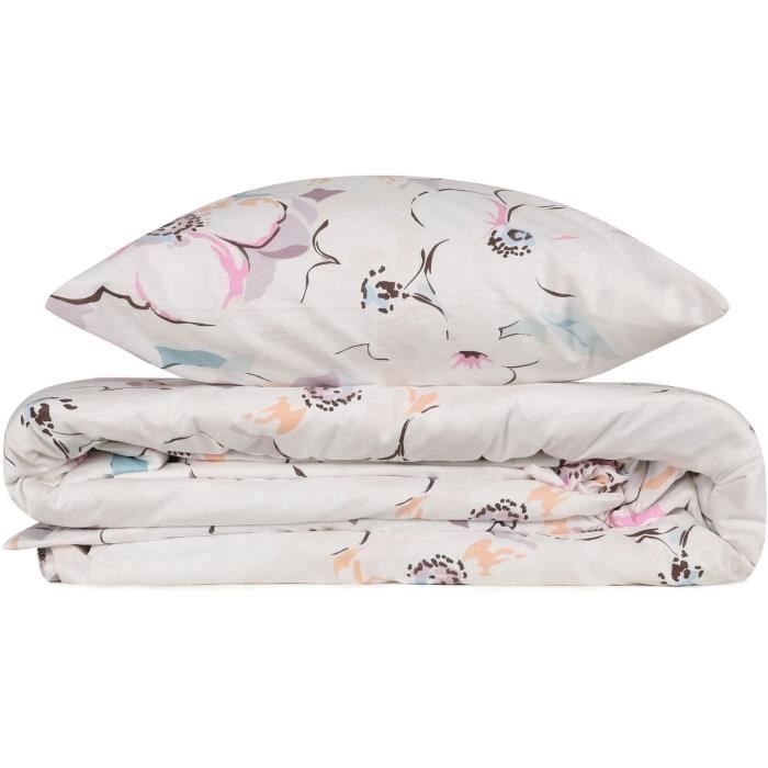 Parure de lit - 1 housse de couette 220 x 240 cm + 2 taies d'oreiller 60 x 60 cm - 100% coton renforcé - Blanc