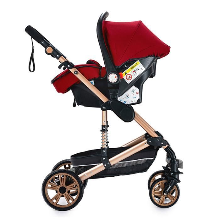 Carrinho de Bebê Magic ZC 3 em 1, Sistema de Viagem, Carrinho de Luxo até 15kg, 0-3 Anos, Dobragem com Um Clique, com Cesto Grande, Vermelho