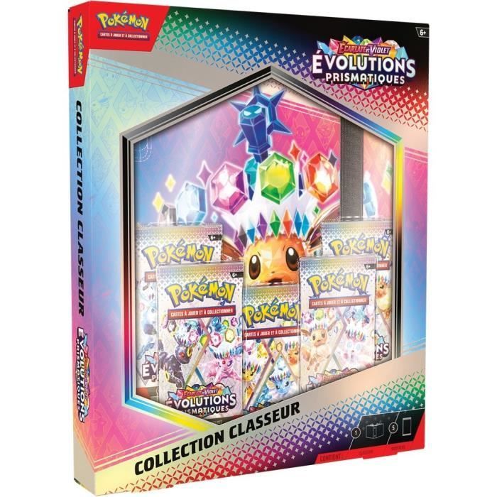 Pokémon: Scarlet e Purple - Portfólio Prismatic Evolutions (A4 - 9 bolsos) + 5 pacotes de booster