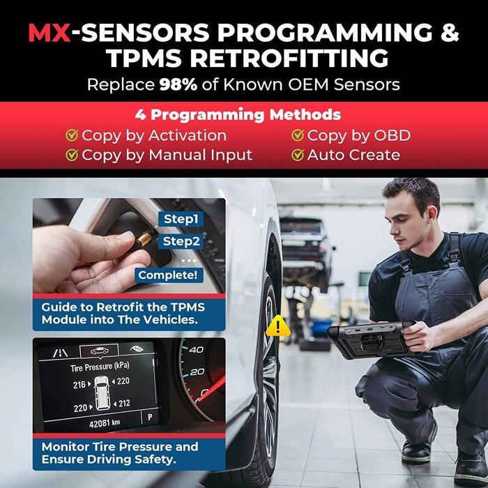 AUTEL MaxiCOM MK808S-TS Car Diagnostic Tool - 28+ System Diagnostics - TPMS & Sensor Programming - Bluetooth