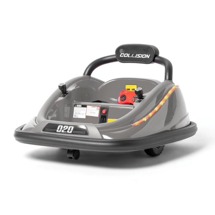 Auto Tamponneuse POOMBA 12v Gris - Voiture électrique pour enfant avec batterie 12v et télécommande