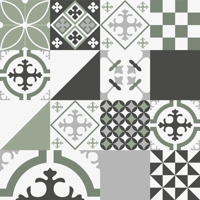 Fond de hotte en aluminium - effet carreaux de ciment vert - 70x90 cm - 99 Déco
