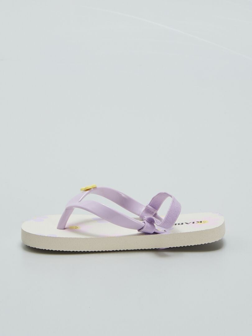 Chinelo estampado com tira elástica - BEGE