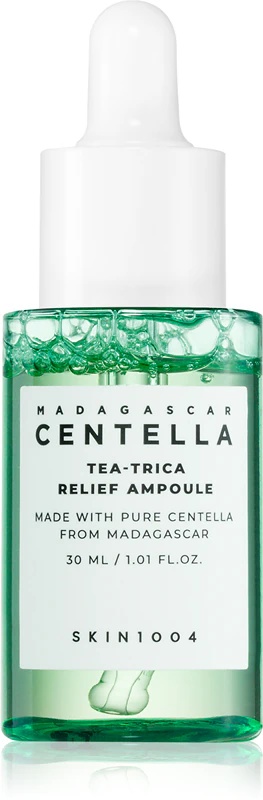 SKIN1004 Pomirjujoč serum za obraz z madagaskarsko centello in čajem Trica Relief Ampoule za problematično kožo