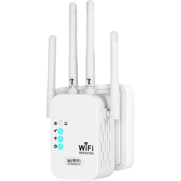 WLAN-Repeater, 1200 Mbit/s WLAN-Verstärker, 5 GHz/2,4 GHz Leistungsstarker WLAN-Repeater mit 4 Antennen, Gigabit-Ethernet-Anschluss