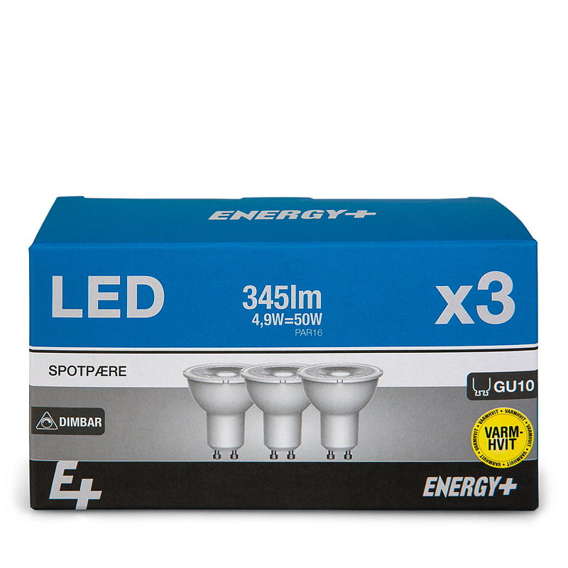 Energispotlight LED 345 lm 3-pack Dimbar, GU10