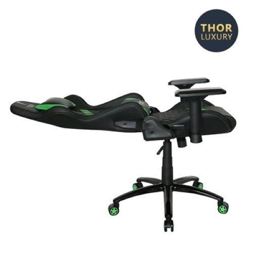 Siège Gaming - BERSERKER GAMING - THOR LUXURY BLACK GREEN - Simili cuir - Accoudoirs 4D - Inclinaison 90° à 180°