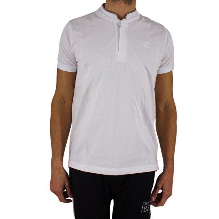 Cerruti 1881 Polo de manga corta con cuello mandarín New Firenza Blanco para hombre