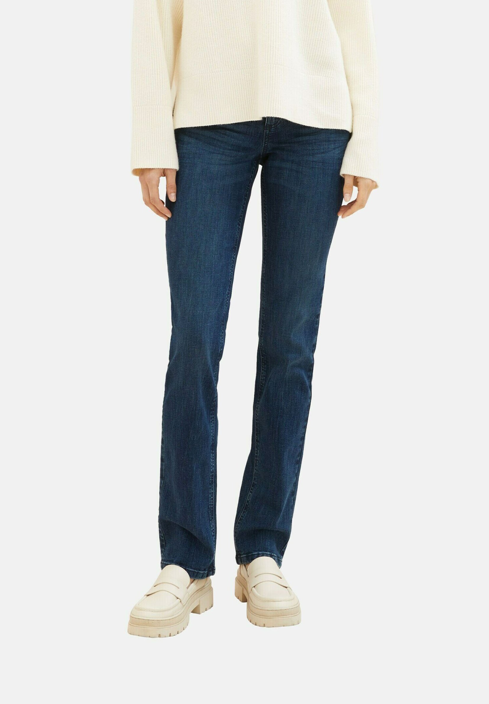 TOM TAILOR TTALEXA Straight - Jeans mit geradem Bein - dunkler Stone-Wash-Denim