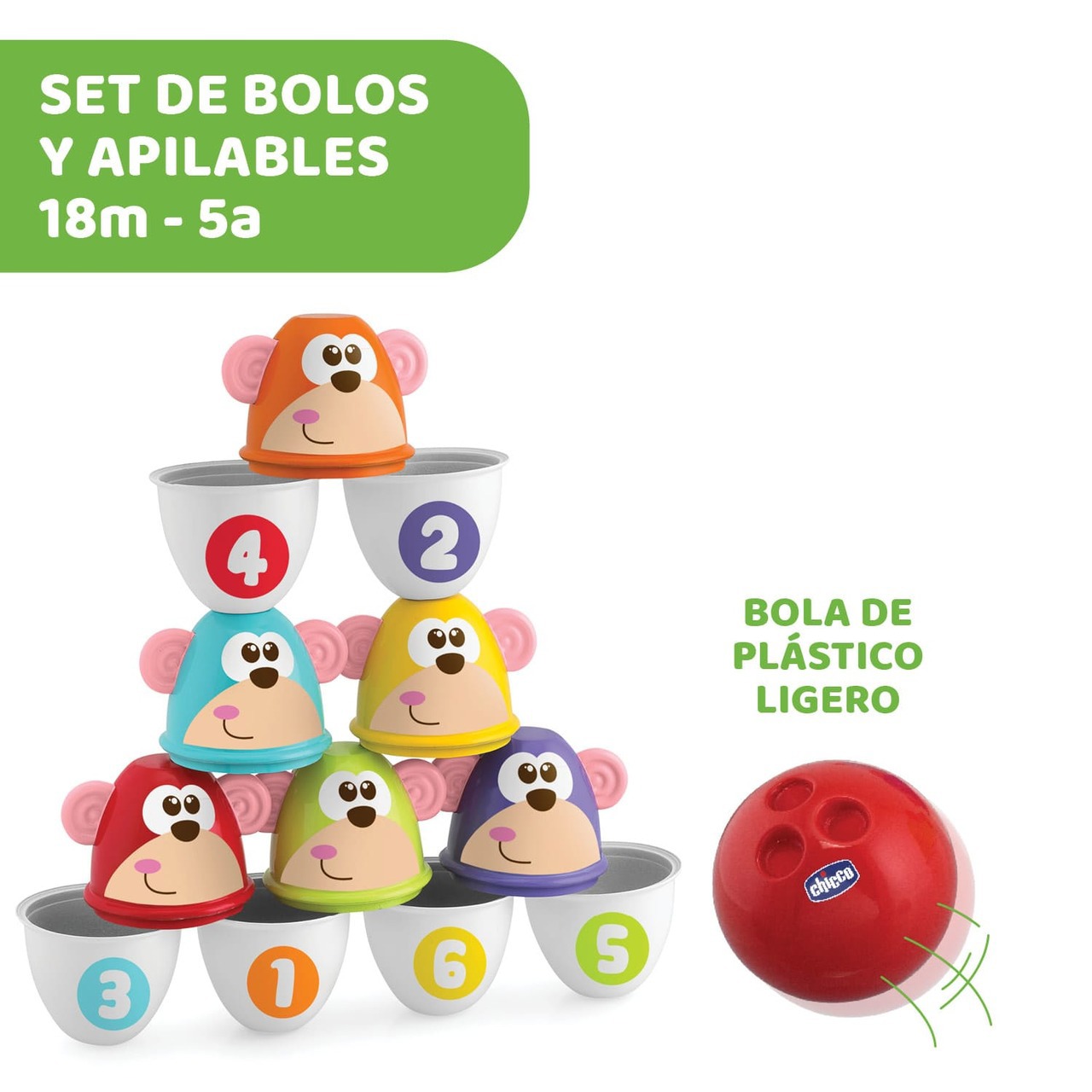 Bolos apilables Monkey Strike