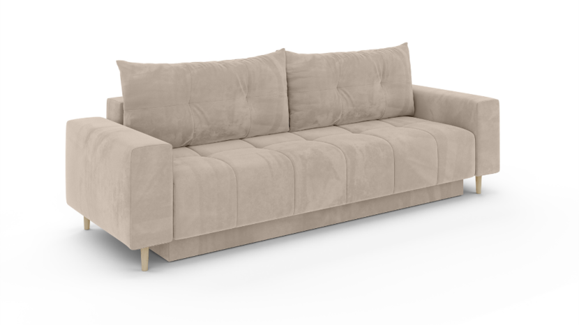 Wygodna kanapa z funkcją spania SANTI beżowa sofa rozkładana do salonu
