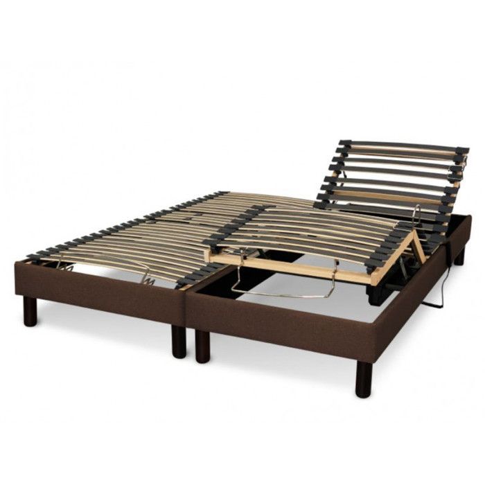 Base de cama eléctrica Essenzia Zen Relax marrón con listones de 2x70x190 mm.