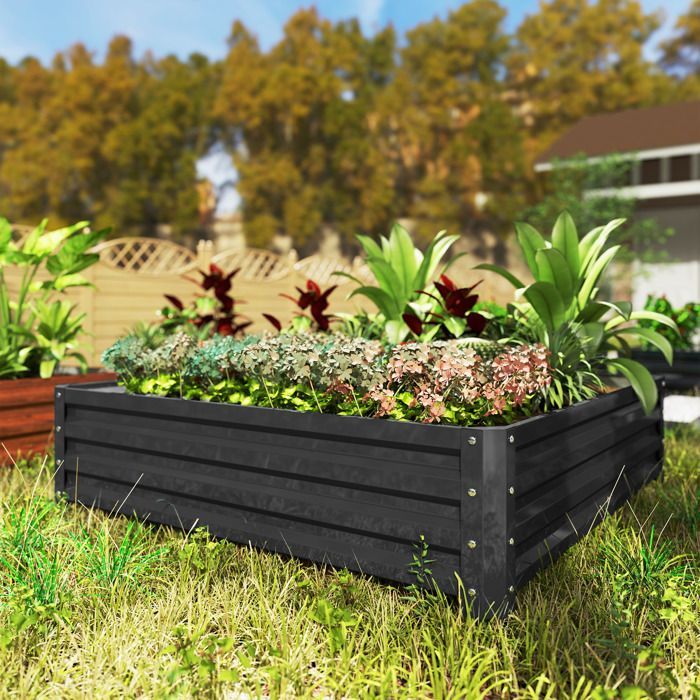 Huerto de jardín Outsunny - acero galvanizado - 120 x 120 x 30 cm - gris