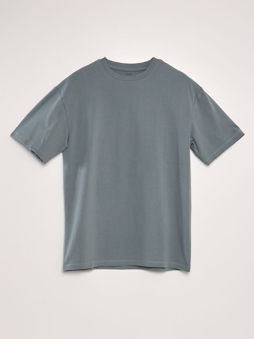 Effen katoenen T-shirt - BLAUW
