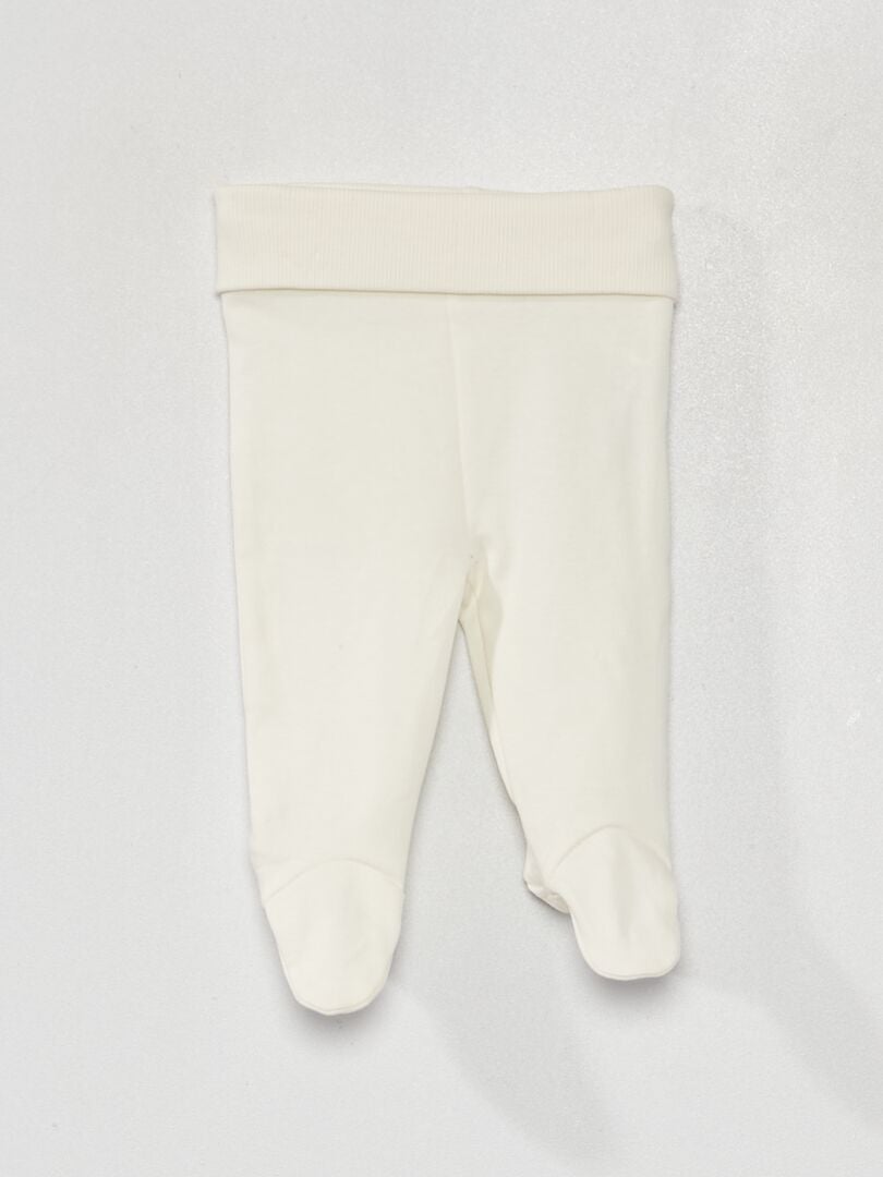 Conjunto de 3 peças: body, leggings e chapéu - BRANCO