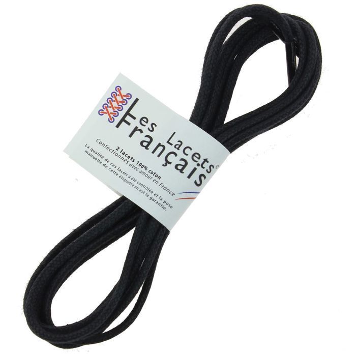 Cadarços franceses - Cadarços redondos e grossos - 3 mm - Pretos - 110 cm Unissex -