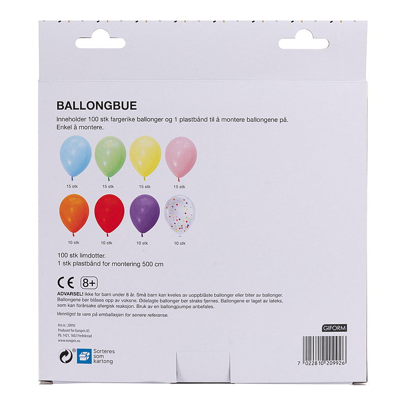 Arco di palloncini Giform, 100 pezzi.