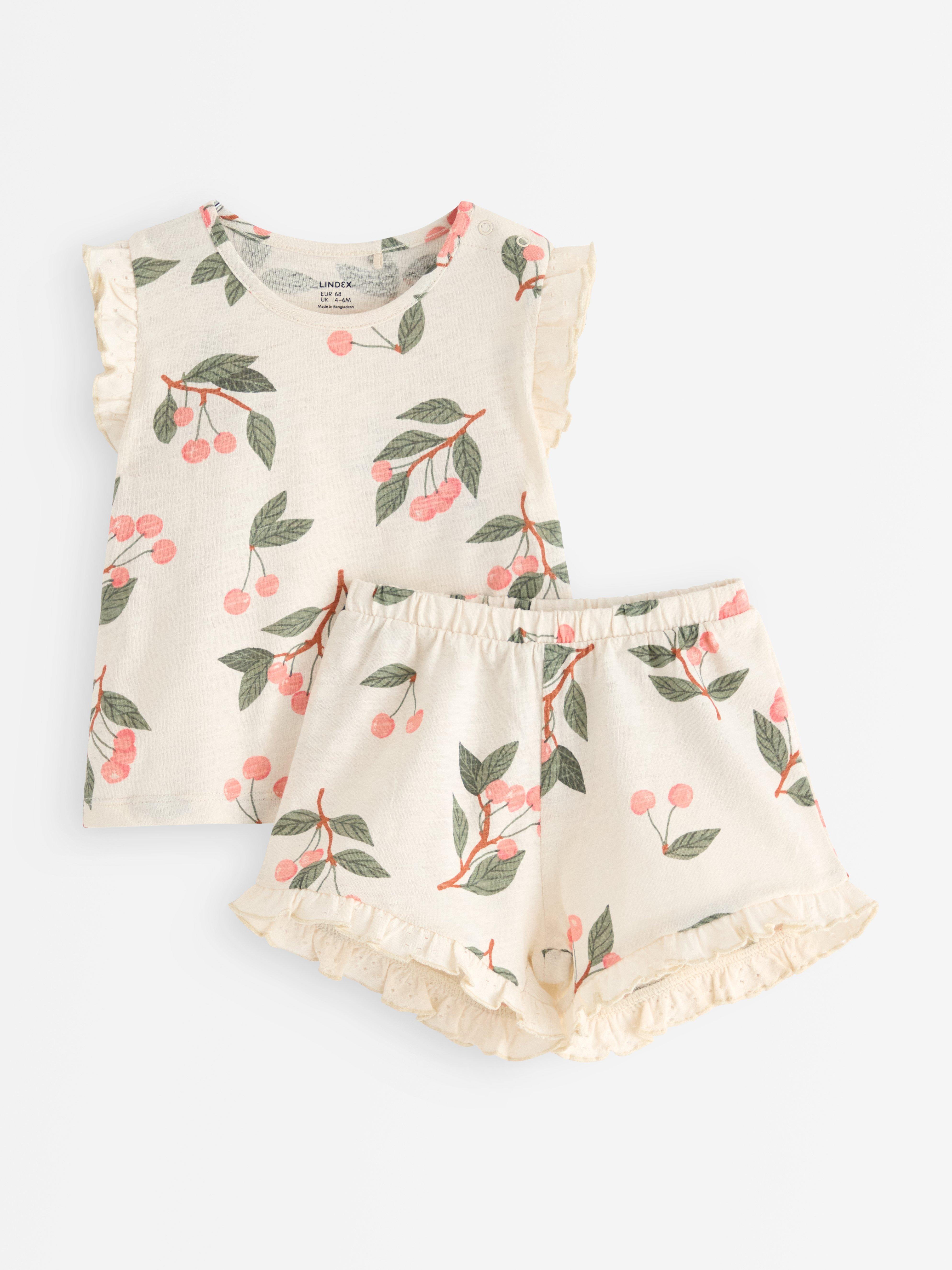 Conjunto - top e shorts bege claro