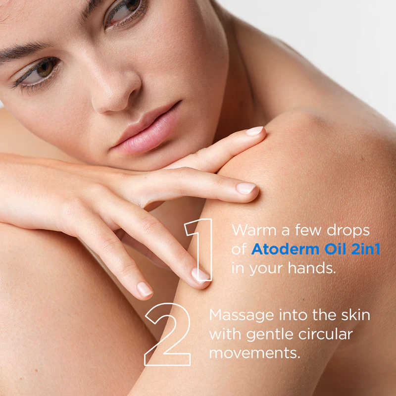 Bioderma Atoderm 2-in-1 Olie, een intensief voedende olie voor de droge huid.