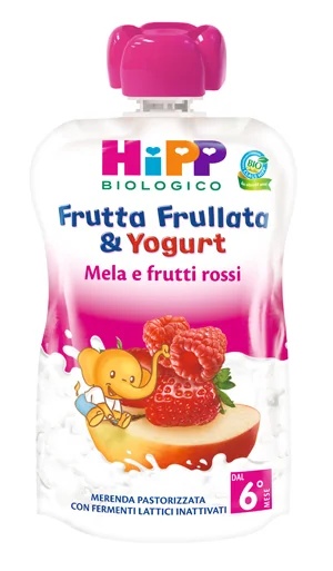 HIPP Bio-Fruchtmischung mit Joghurt, Apfel und roten Beeren, 90 g, pasteurisierter Snack