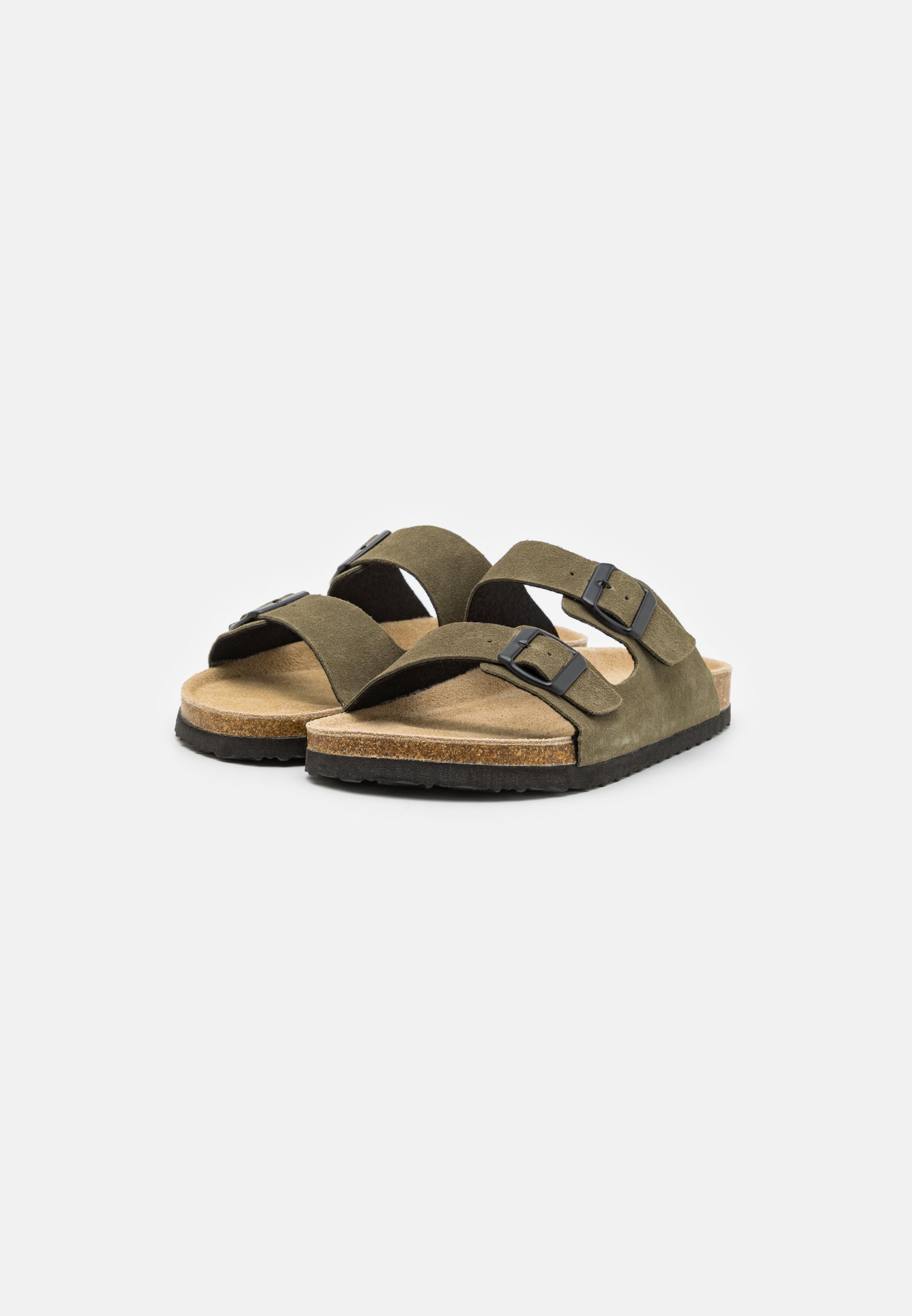 Pier One LEATHER UNISEX - Tøfler - khaki