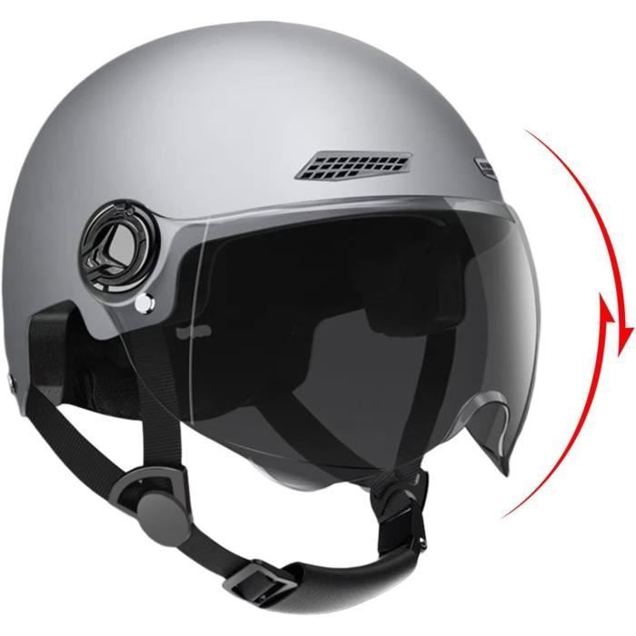 Fietshelm met vizier - AQSACOKIYA - Elektrische scooterhelm - Hoge bescherming - Maat 54-62 cm - Grijs