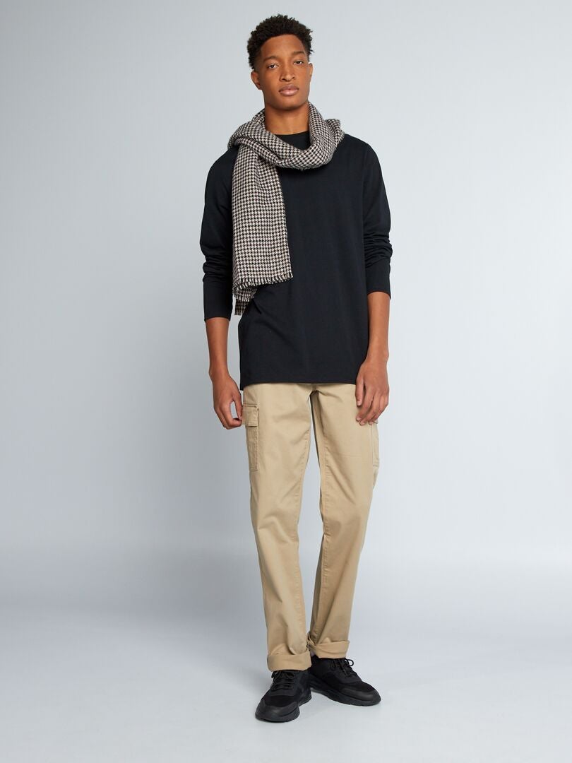Calça reta com vários bolsos +190 cm - L38 - BEGE