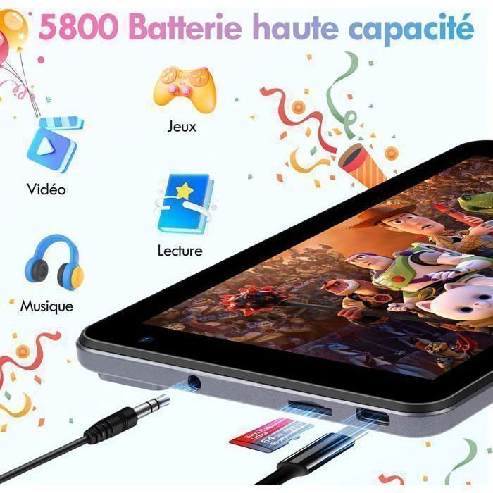 Tablette tactile enfants 7 pouces, Android 13, 8+64Go,Octa-Core,Contrôle parental, Kid-Proof Étui,Rose