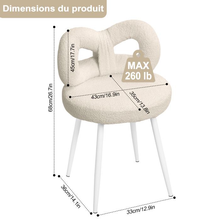 Sillón y silla para sala de estar, silla esquinera con respaldo de lazo, asiento de terciopelo suave, blanco.