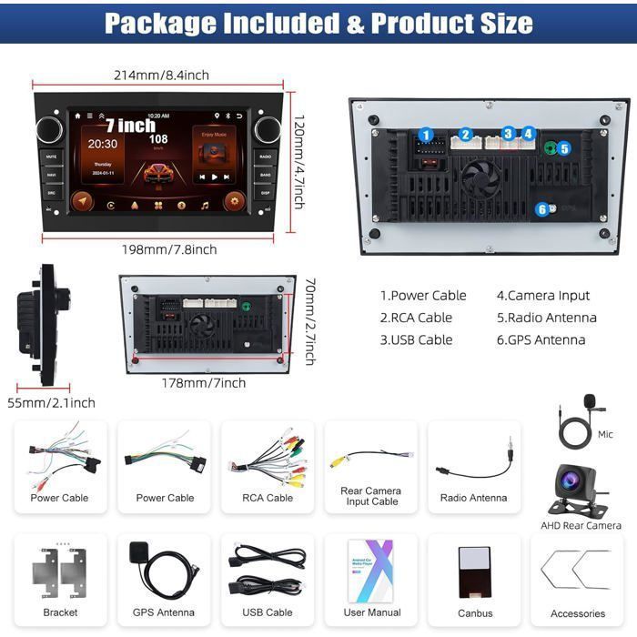 Hikity Android 13 Autoradio für Opel (Astra/Antara/Vectra/Corsa/Zafira) – 7