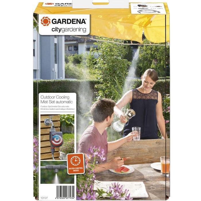 Kit brumisateur avec programmateur Easy Plus - GARDENA - 13137-20 - Idéal pour rafraîchir l'air en été