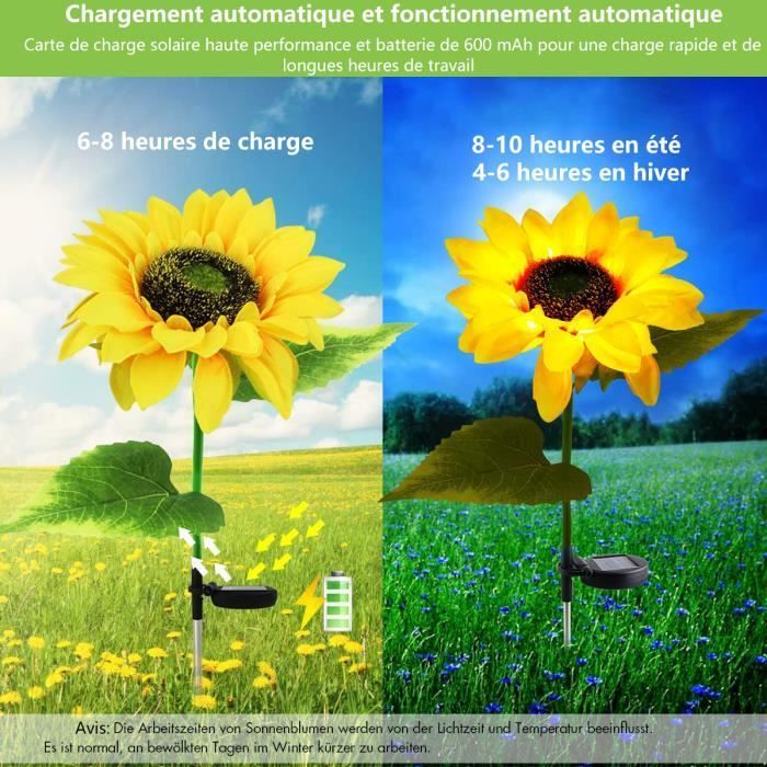 Juego de 2 luces solares impermeables con forma de flor para decoración de jardín y patio, ideales para exteriores. Decoración de girasoles para jardín y patio.