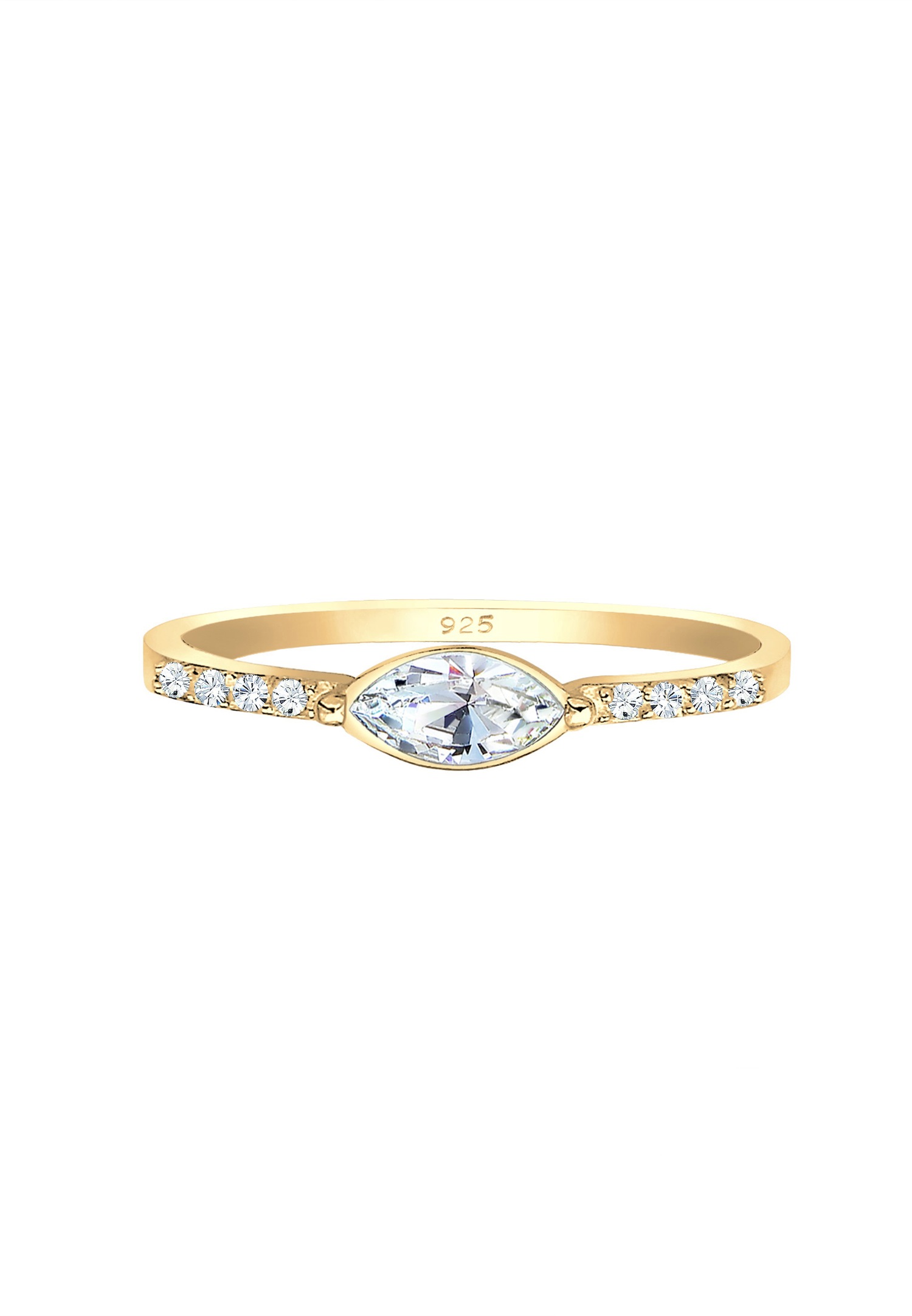 Elli Femme Fiançailles Élegante avec des Cristaux en Argent Sterling 925