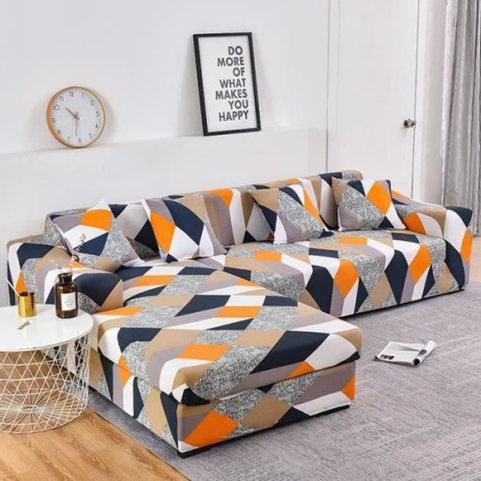 Funda elástica de 2 piezas para sofá esquinero VOIMO, funda elástica en forma de L para sofá de 3 plazas + sofá de 2 plazas.