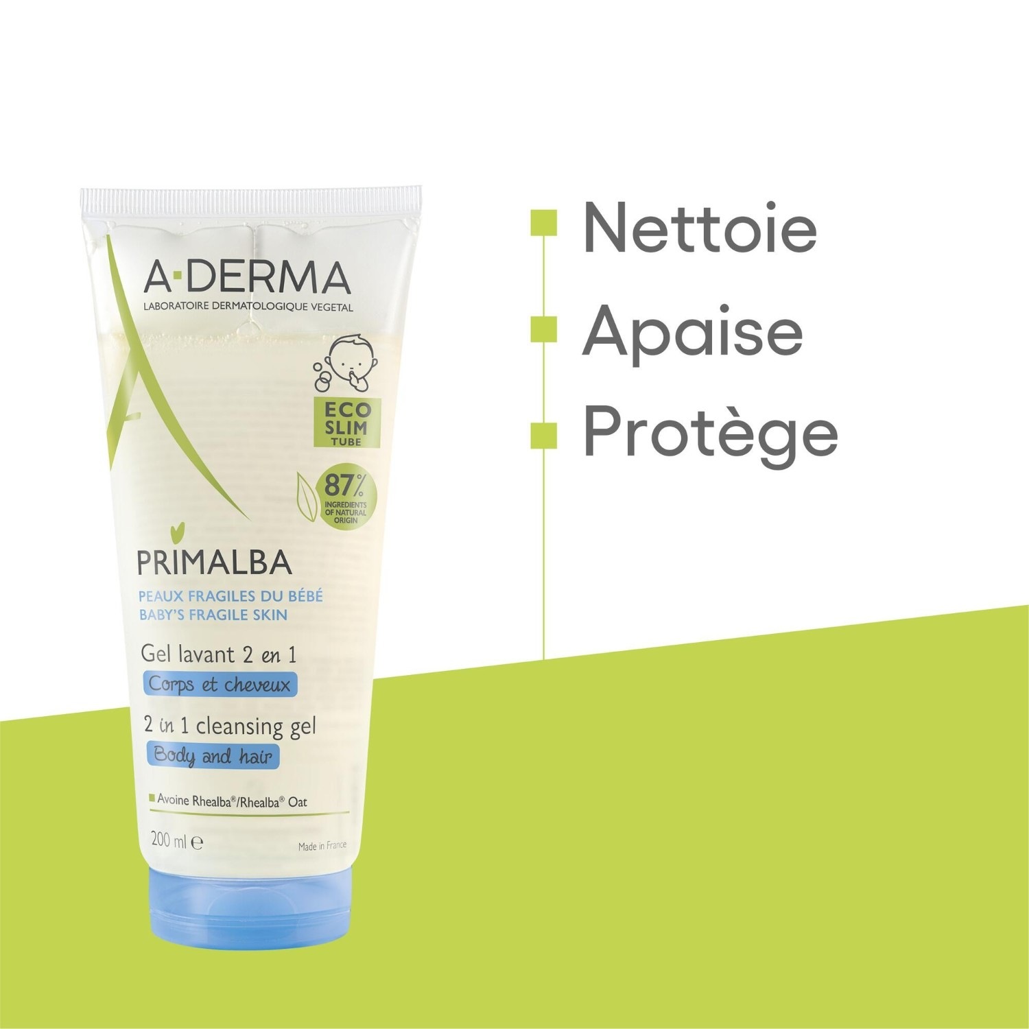 A-DERMA Gel lavant 2 en 1 bébé corps et cheveux